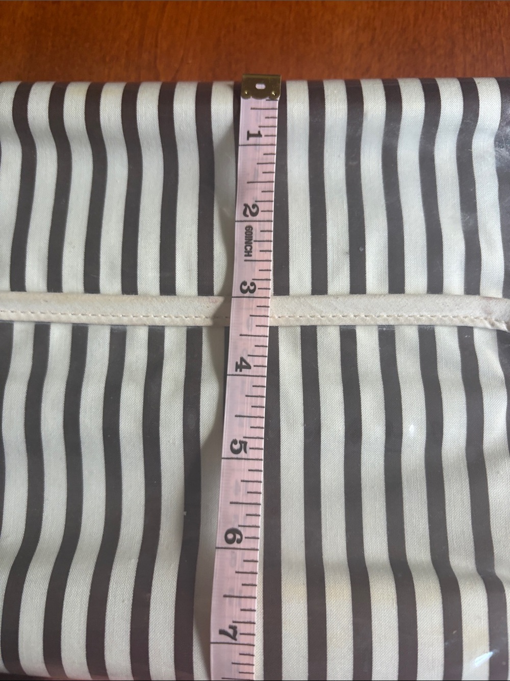 Vintage Henri Bendel Iconic Brown Striped Cosmetic Bag - Picture 7 of 8